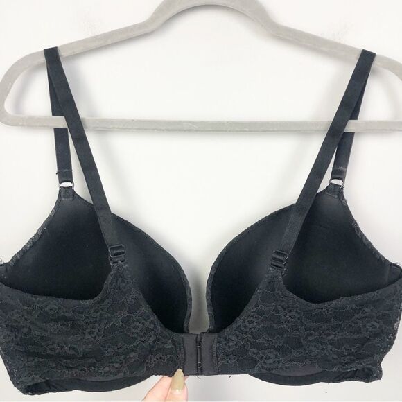VICTORIA’S SECRET | Black Floral Lace Push Up Bra Padded Size 36DD - Picture 6 of 7